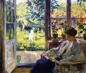 Here is Woman Reading by a Window 1905 by Gari Melchers (1860-1934) which is in the Greenville Museum of Art.